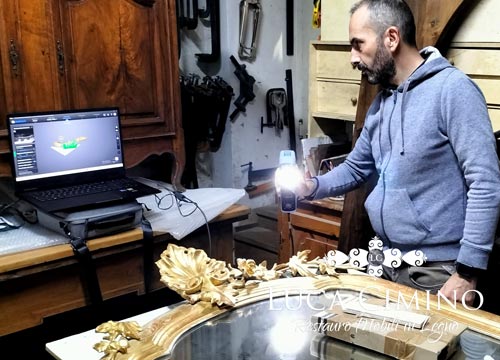 Il Restauro Specchiera Dorata Antica Genova 3d