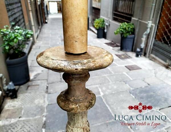 Restauro Candeliere Antico Genova Esemplare Dorato E Laccato G2 04