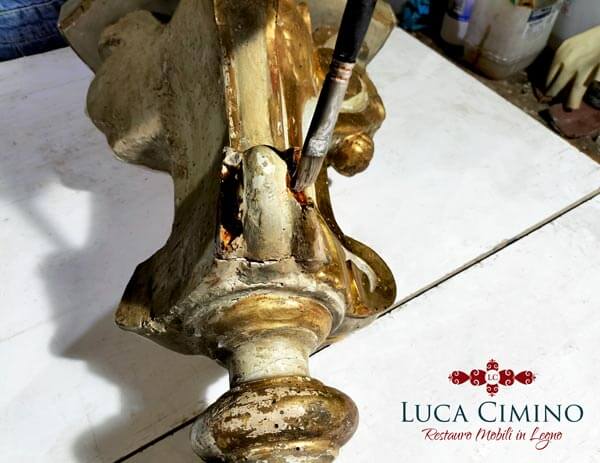 Restauro Candeliere Antico Genova Esemplare Dorato E Laccato Gallery 02