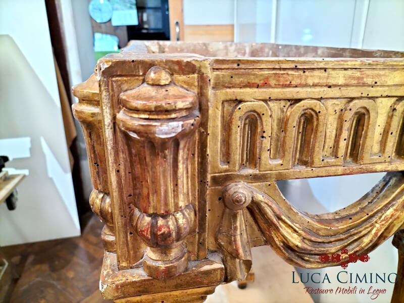 Restauro Consolle Dorata In Stile Luigi Xvi 02