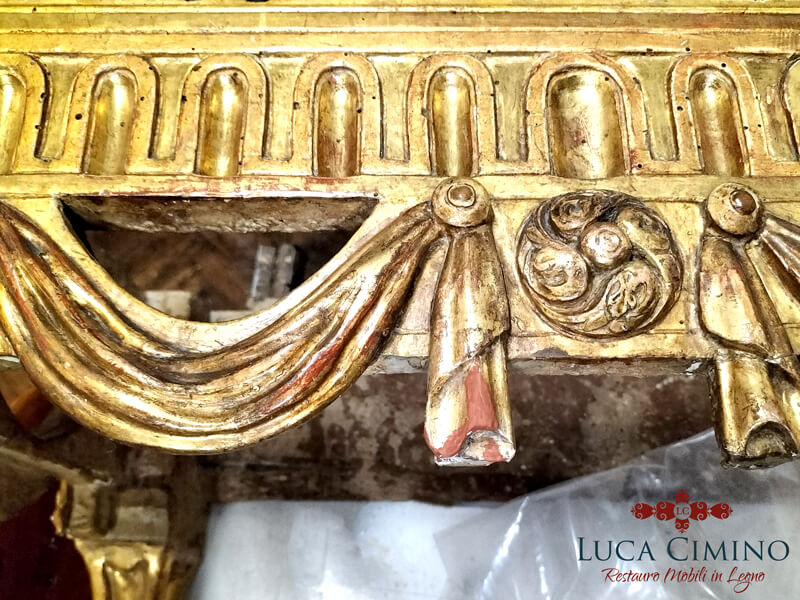 Restauro Consolle Dorata In Stile Luigi Xvi 06