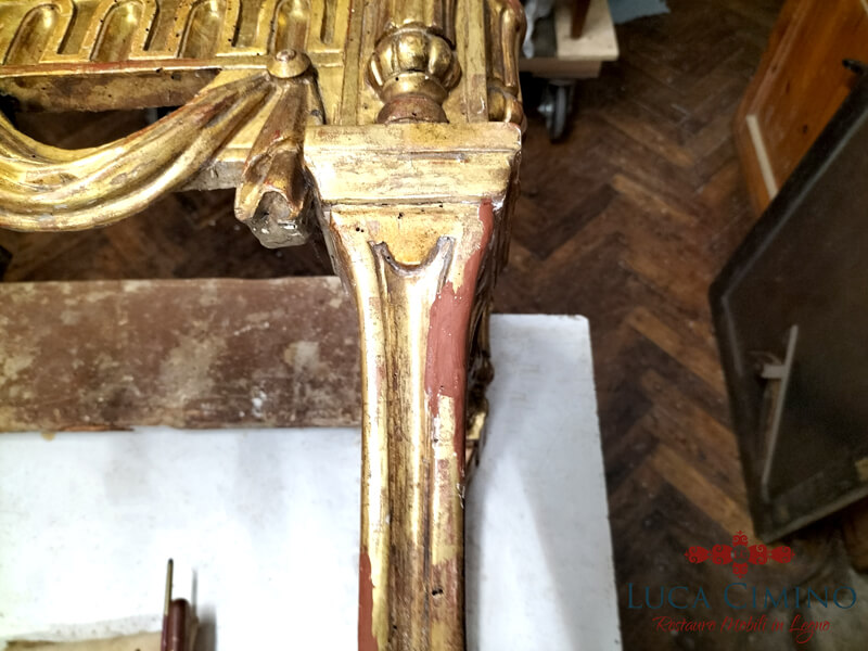 Restauro Consolle Dorata In Stile Luigi Xvi 07