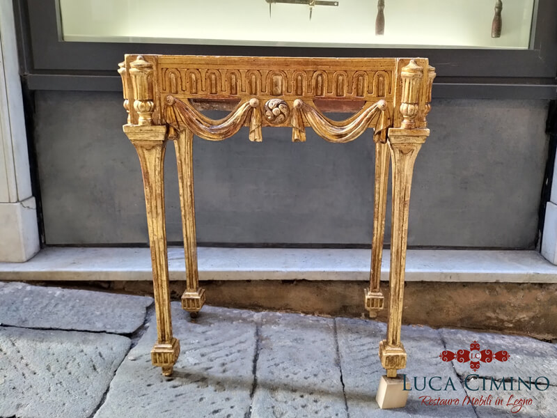 Restauro Consolle Dorata in Stile Luigi XVI - Dopo Restauro Consolle Dorata in Stile Luigi XVI - Dopo