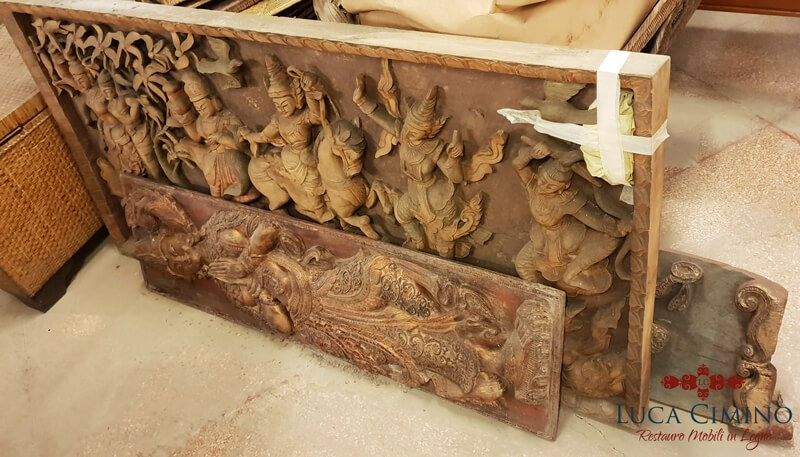 Restauro Oggetti In Legno Genova L Altorilievo Birmano 01