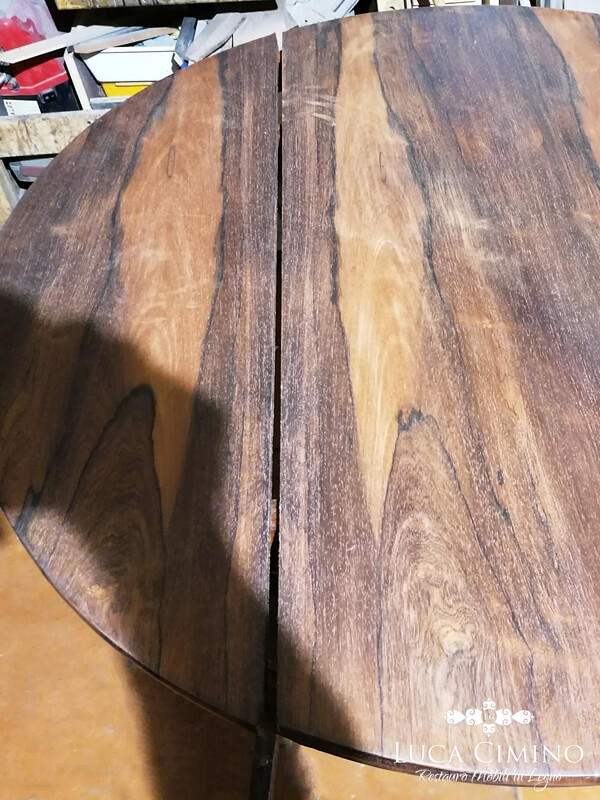 Restauro Tavolo Impero Rotondo In Palissandro 03