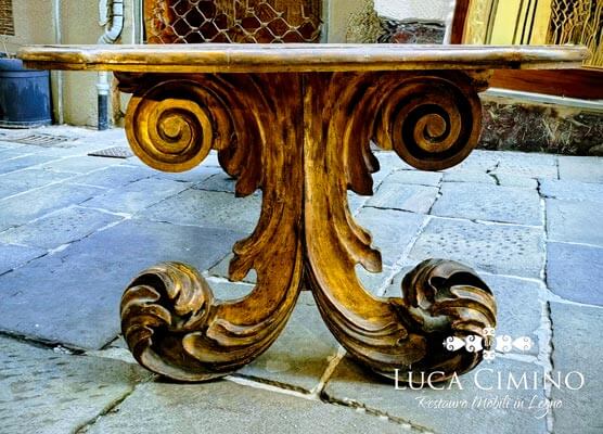 Restauro tavolo stile barocco romano profilo
