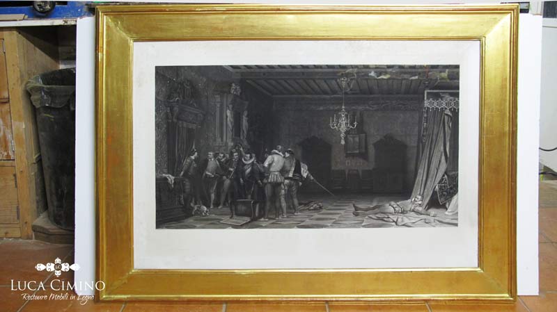 Restauro Cornice Dorata Con Stampa 04