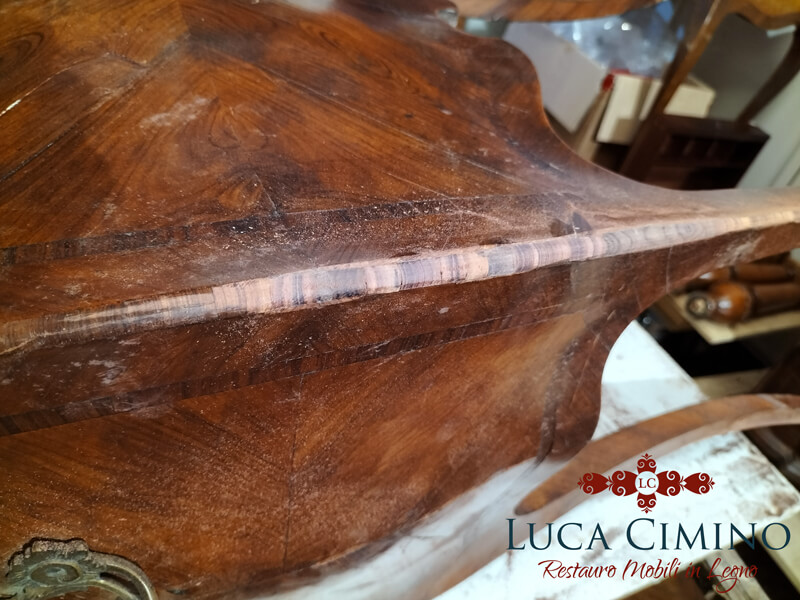 Restauro Comodino In Stile Barocchetto Genovese In Palissandro 03