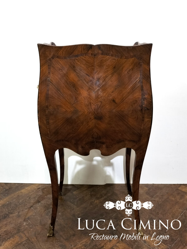 Restauro Comodino In Stile Barocchetto Genovese In Palissandro 10