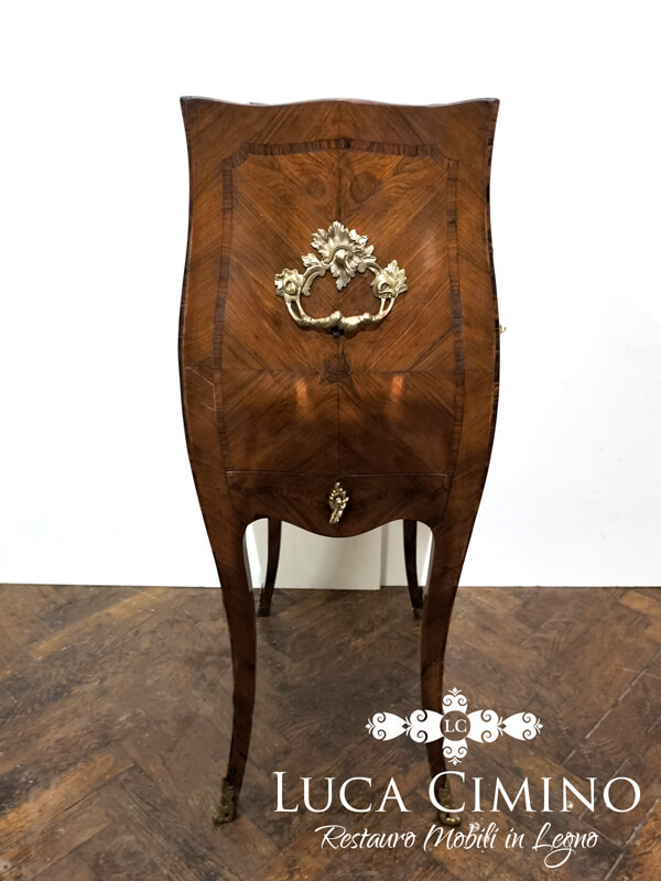 Restauro Comodino In Stile Barocchetto Genovese In Palissandro 11