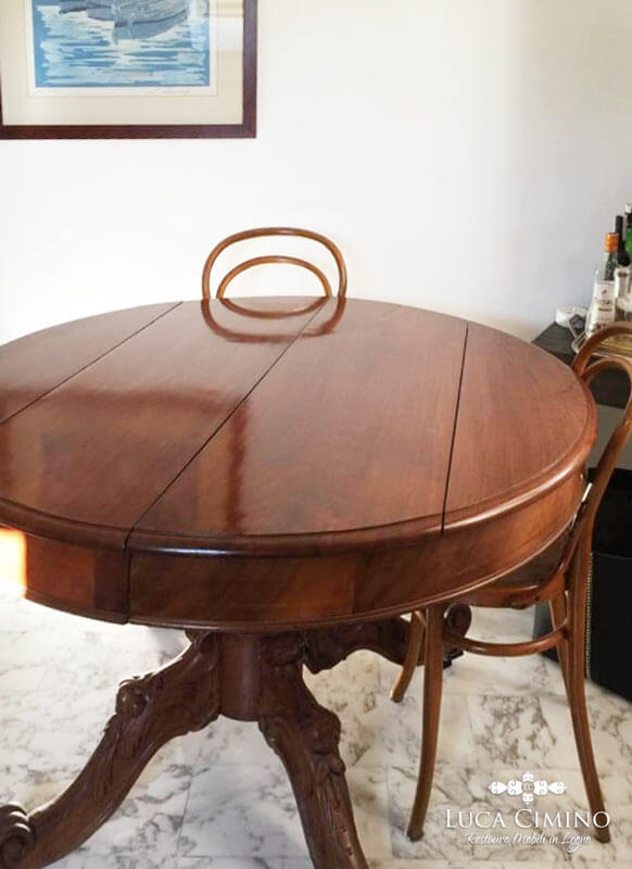 Restauro Tavolo Legno In Stile Luigi Filippo 03