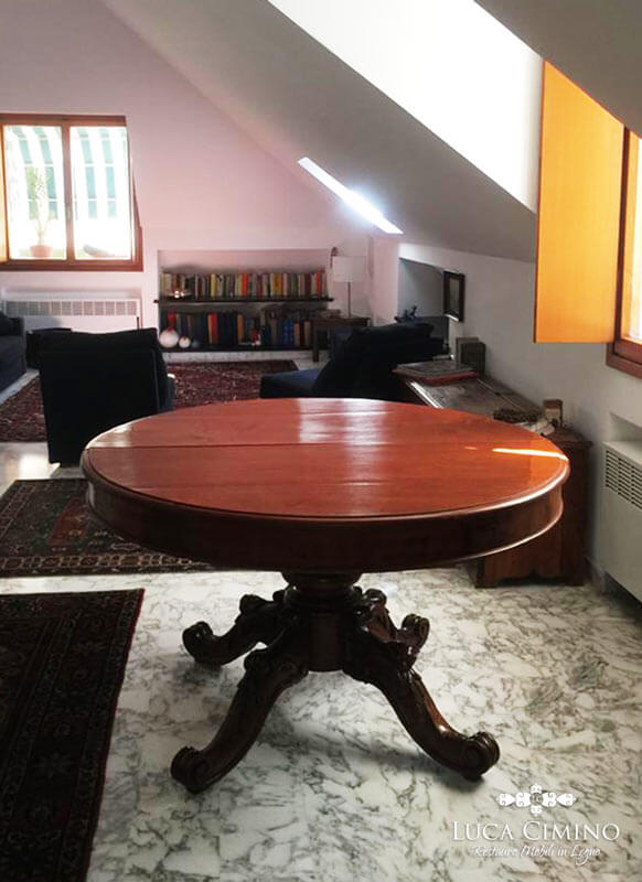 Restauro Tavolo Legno In Stile Luigi Filippo 04
