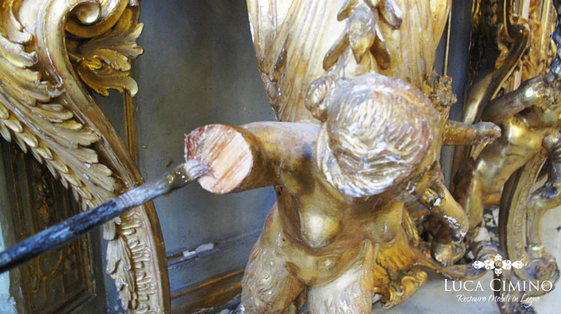 Restauro Console Dorata Palazzo Tobia Pallavicino Genova 03