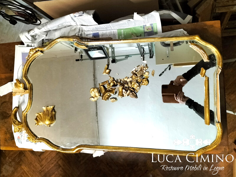 Restauro Specchiera Antica Dorata In Stile Luigi Xv 01