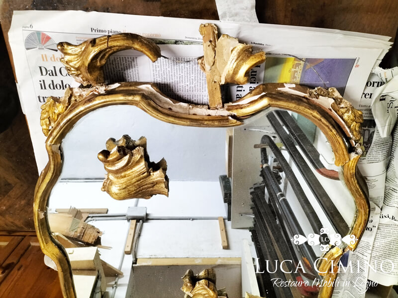 Restauro Specchiera Antica Dorata In Stile Luigi Xv 03