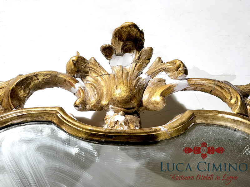Restauro Specchiera Antica Dorata In Stile Luigi Xv 10