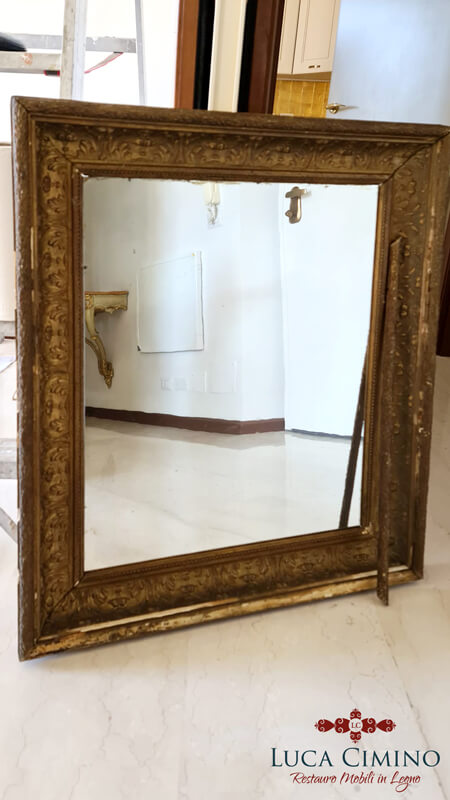 Restauro Specchiera Antica Dorata In Stile Napoleone Iii 01