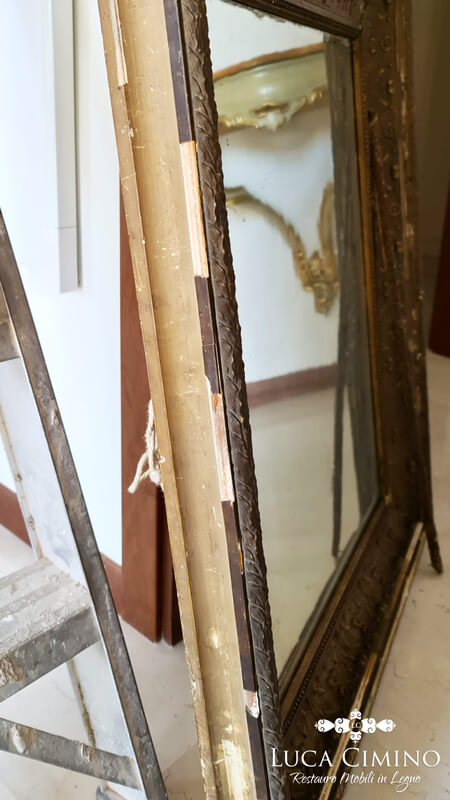 Restauro Specchiera Antica Dorata In Stile Napoleone Iii 03