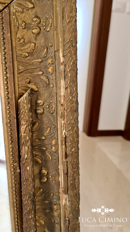 Restauro Specchiera Antica Dorata In Stile Napoleone Iii 04
