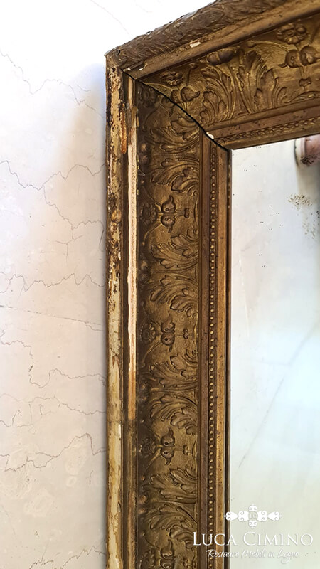 Restauro Specchiera Antica Dorata In Stile Napoleone Iii 05