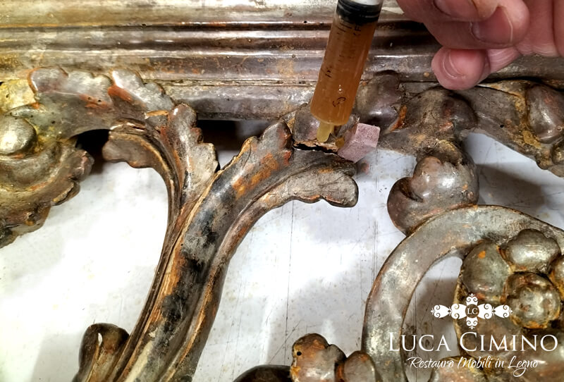Restauro Specchiera Antica Luigi Xvi Laminata In Argento 03