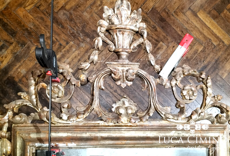 Restauro Specchiera Antica Luigi Xvi Laminata In Argento 06