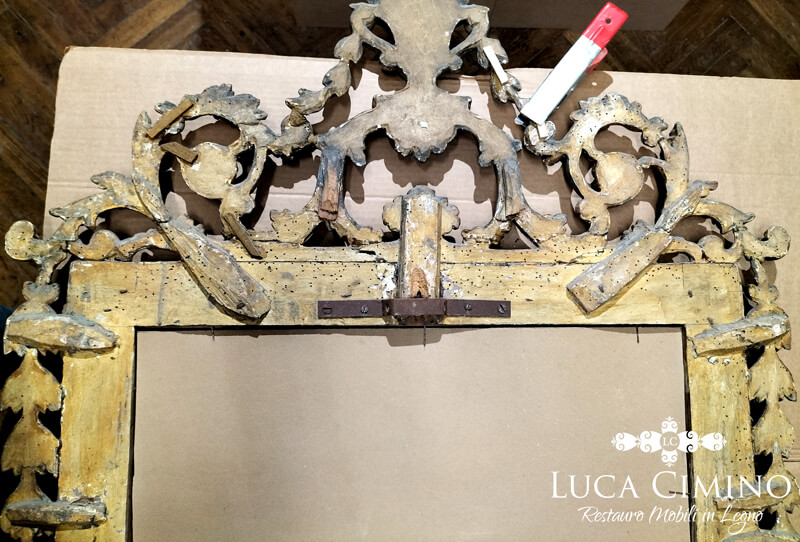 Restauro Specchiera Antica Luigi Xvi Laminata In Argento 07