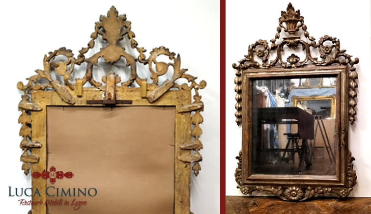 Restauro Specchiera Antica Luigi XVI Laminata in Argento