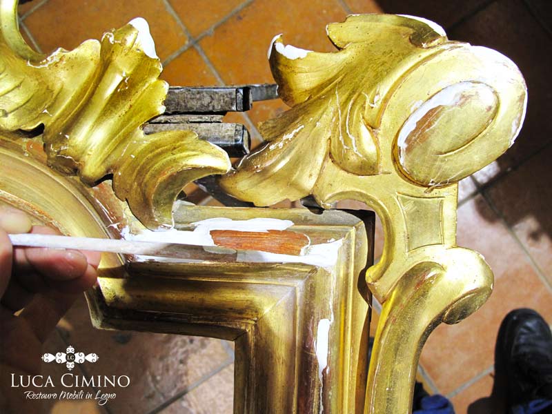 Restauro Specchiera Antica Stile Luigi Xvi Genova 05