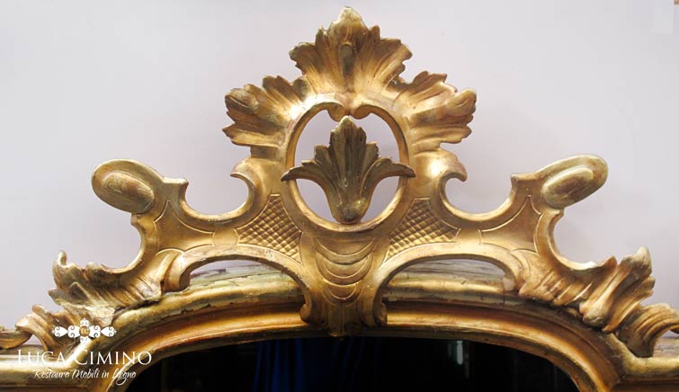 Restauro di una specchiera antica Luigi XVI