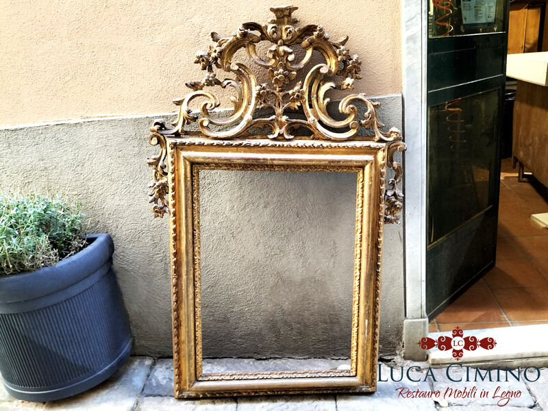 Restauro Specchiera Dorata Antica Genova In Stile Luigi Xvi 01