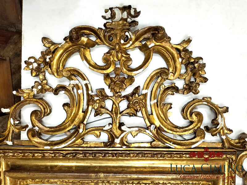 Restauro Specchiera Dorata Antica Genova In Stile Luigi Xvi 02