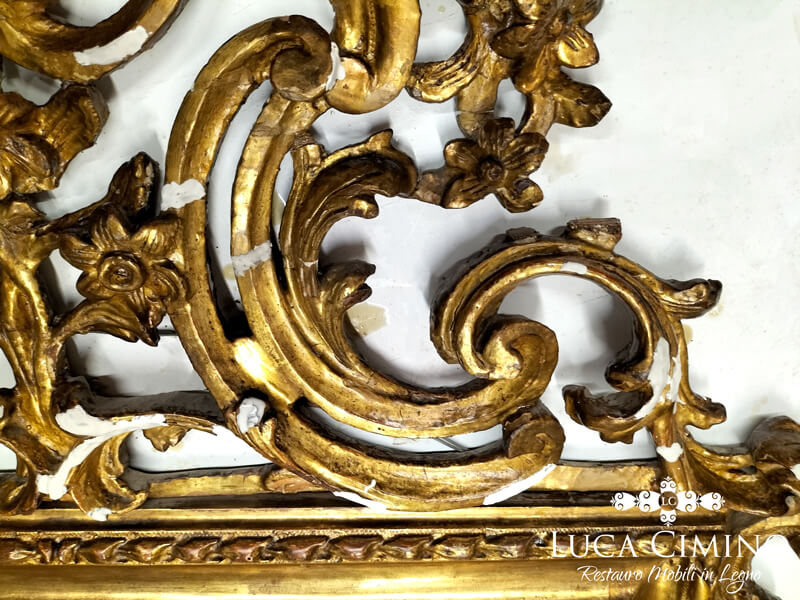 Restauro Specchiera Dorata Antica Genova In Stile Luigi Xvi 04