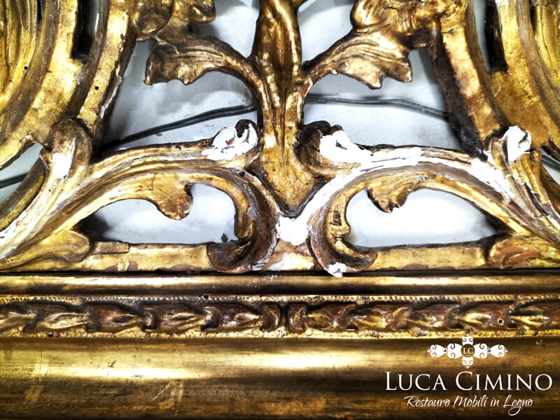 Restauro Specchiera Dorata Antica Genova In Stile Luigi Xvi 05