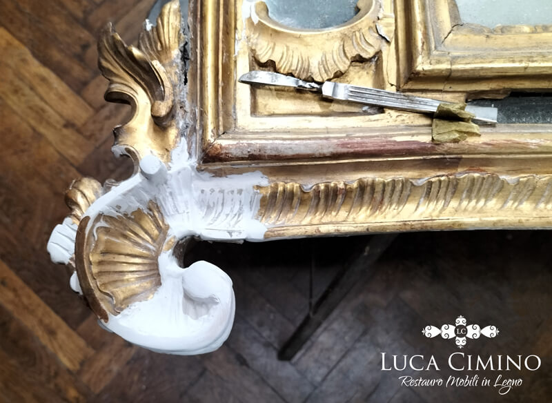 Restauro Specchiera Luigi Xvi Genova Ricostruzione Parti Mancanti 14