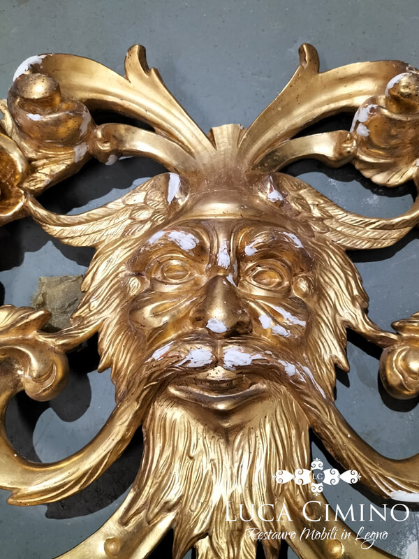 Specchiera Dorata Del Settecento Restaurata Con Grande Impegno 03