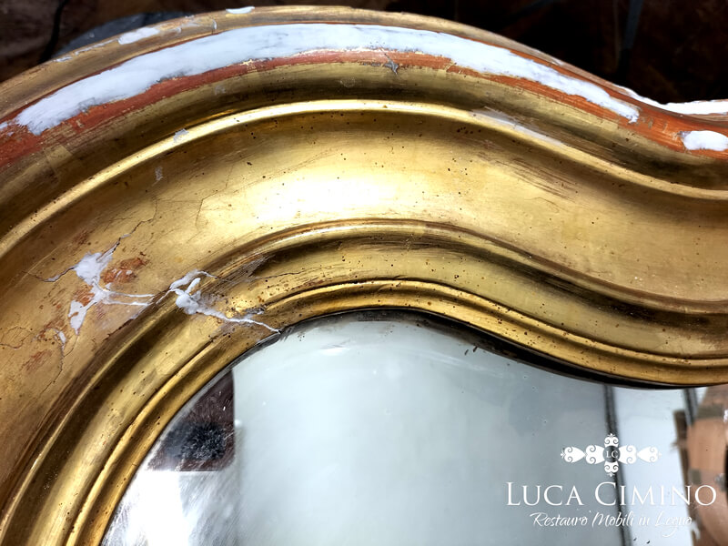 Specchiera Dorata Del Settecento Restaurata Con Grande Impegno 05