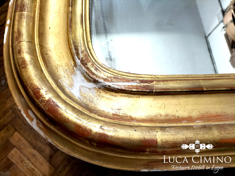 Specchiera Dorata Del Settecento Restaurata Con Grande Impegno 06