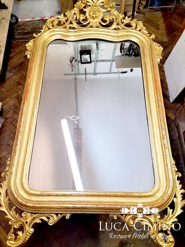 Specchiera Dorata Del Settecento Restaurata Con Grande Impegno 14