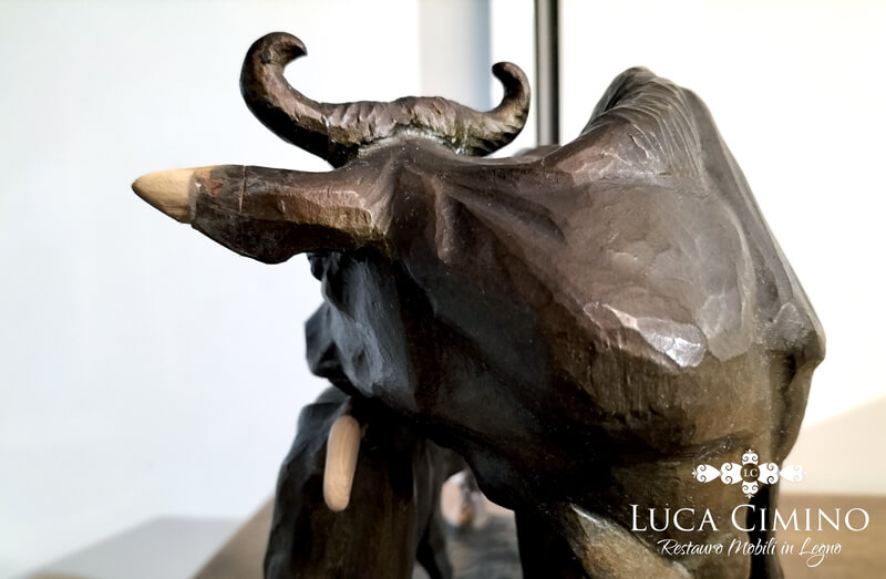 Scultura In Legno Genova Restauro Con Laminazione In Bronzo 02