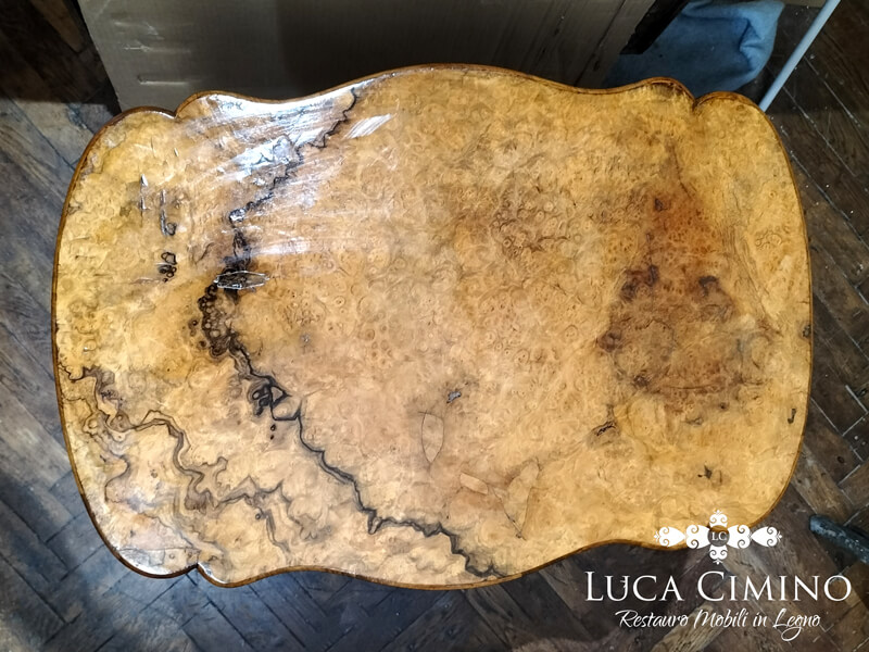 Restauro Tavolino In Radica Di Noce Genova 04