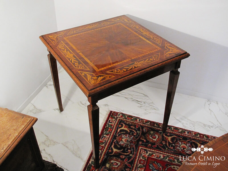 Restauro Tavolo Antico Stile Luigi Xvi Con Piano Lastronato 08