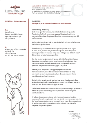 Esempio di valutazione di mobili antichi