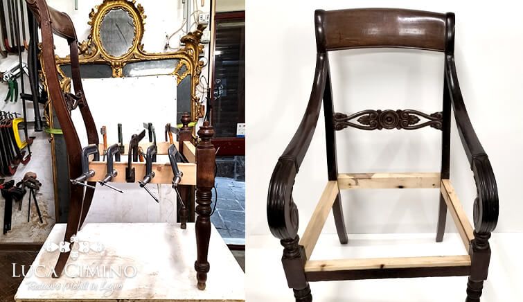 Restauro Poltrona Antica Genova in Stile Carlo X