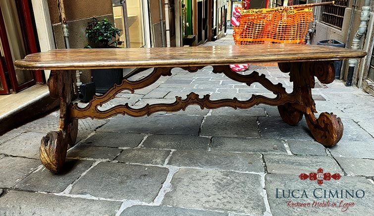 Restauro Tavolo in Stile Barocco Romano
