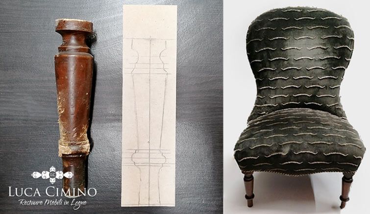 Ricostruzione Gamba di una Poltrona Luigi Filippo