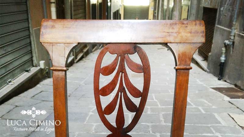 Ricostruzione particolari di una sedia Luigi XVI